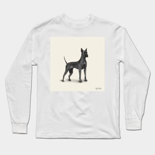 Great Dane Drawing in Black Digital Ink Long Sleeve T-Shirt